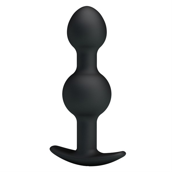 Пробка для ношения Anal Balls два звена, черный силикон 10*3 00000011622 - фото 64989