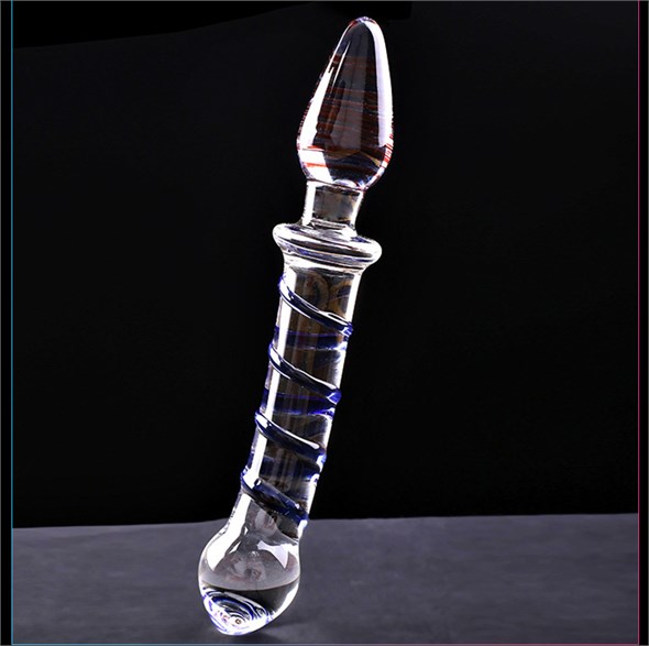 Фаллоимитатор рельефный двусторонний Glass, стекло, прозрачный,  см 00001509489 - фото 65081
