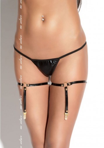 Подвязки для чулок-гартеры из черного лака, S/M (Me Seduce) 00000012076 - фото 65849