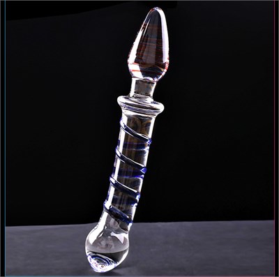 Фаллоимитатор рельефный двусторонний Glass, стекло, прозрачный,  см 00001509489